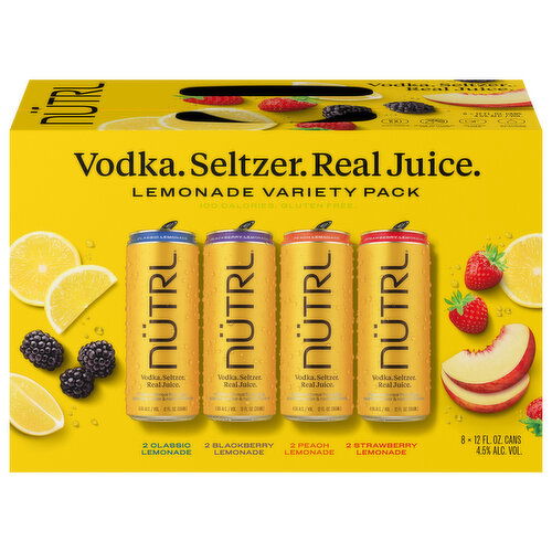 Nutrl Vodka Seltzer, Lemonade, Variety Pack