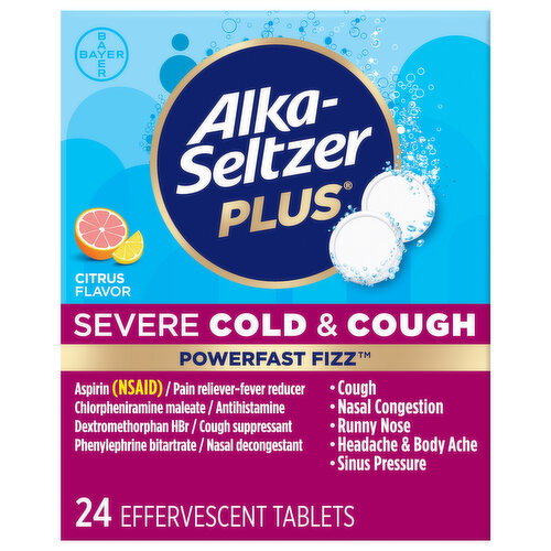 Alka-Seltzer Plus Effervescent Tablets Citrus Flavor Severe Cold & Cough