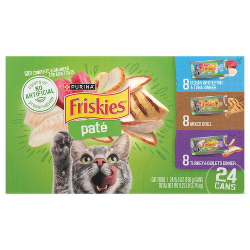Friskies Cat Food, Ocean Whitefish & Tuna Dinner, Mixed Grill, Turkey & Giblets Dinner, Pate