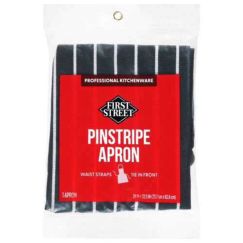 First Street Bib Apron, Heavyweight, White Pinstripe