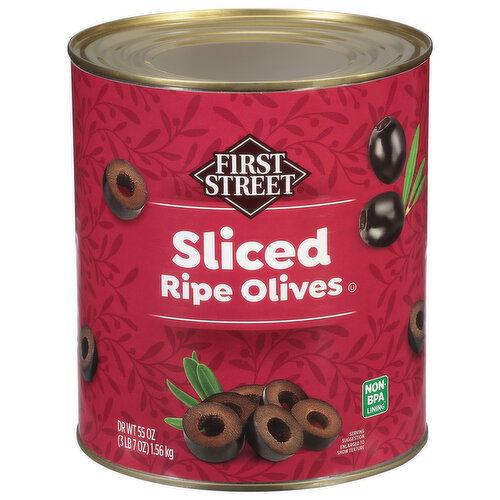 First Street Olives, Ripe, Sliced