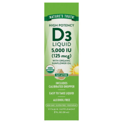 Nature's Truth Liquid Fast-Acting 5000 IU (125 mcg) Vitamin D3 Image 1 of 6