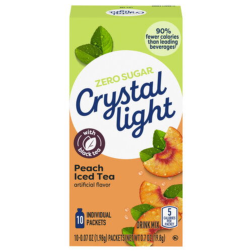 Crystal Light Packets Zero Sugar Peach Iced Tea Drink Mix