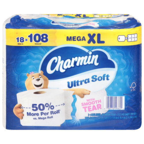 Charmin 2-Ply Unscented Mega XL Rolls Bathroom Tissue