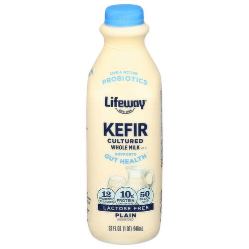 Lifeway Lactose Free Cultured Whole Milk Plain Unsweetened Kefir