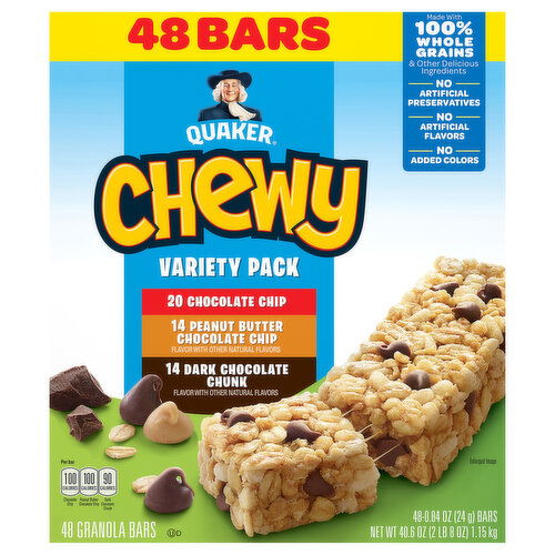 Quaker Chocolate Chip/Peanut Butter Chocolate Chip/Dark Chocolate Chunk Granola Bars Variety Pack