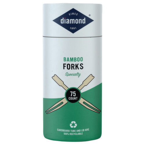 Diamond Diamond® Bamboo Forks use two prongs and a wider handle for heavier dishes and drinks.