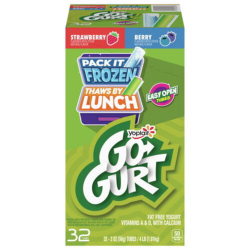 Go-Gurt Yogurt, Fat Free, Strawberry/Berry