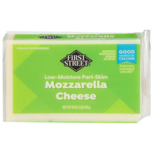 First Street Mozzarella Cheese, Low-Moisture, Part Skim