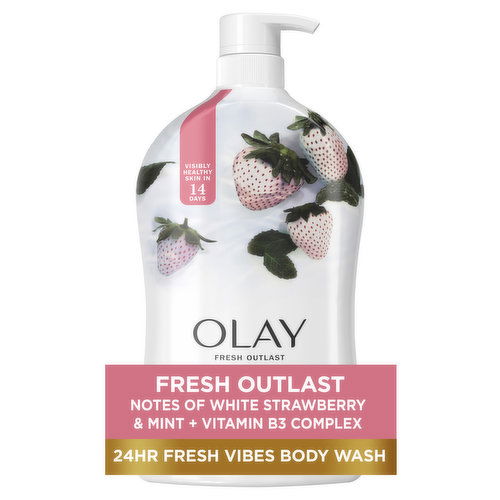 Olay Fresh Outlast Body Wash, White Strawberry & Mint, 33 FL OZ