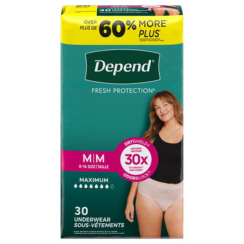 Depend Underwear, Maximum, Medium