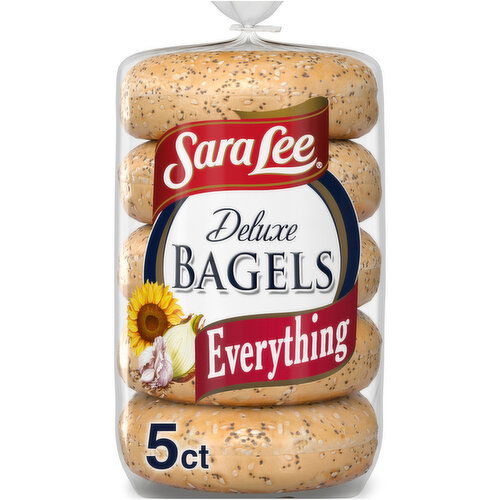 Sara Lee Deluxe Everything Bagels, 5 count, 16.7 oz