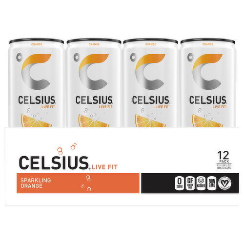 Celsius Sparkling Orange 12 Pack Energy Drink