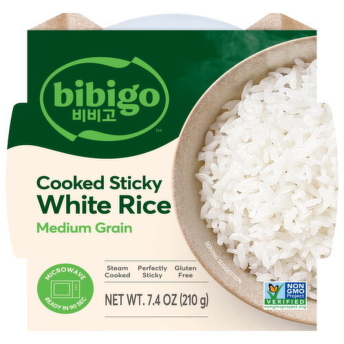 Bibigo Medium Grain Cooked Sticky White Rice Image 1 of 6