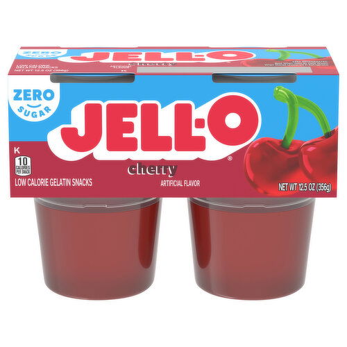 Jell-O Zero Sugar Low Calorie Cherry Gelatin Snacks