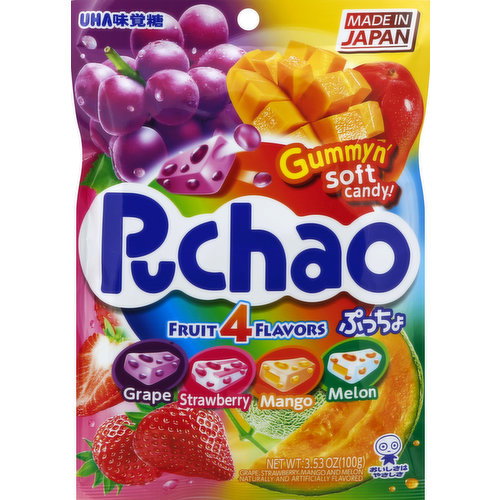 Puchao Candy, Gummy n' Soft, Fruit, 4 Flavors