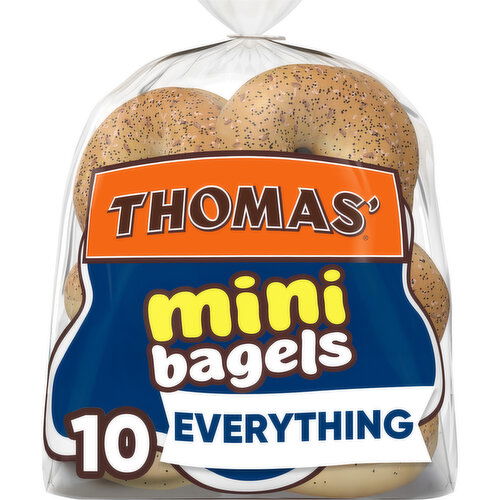 Thomas' Everything Pre-sliced Mini Bagels, 10 count, 15 oz