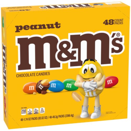 M&M'S M&M'S Individually Wrapped Peanut Milk Chocolate Candy Bulk, 1.74 Oz Packs, 48 Ct Box