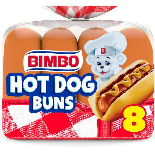 Bimbo White Hot Dog Buns, 8 count, 14 oz