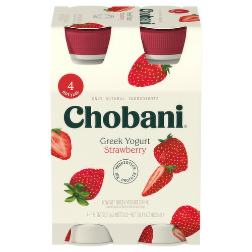 Chobani Strawberry Lowfat Greek Yogurt Drink Image 1 of 10