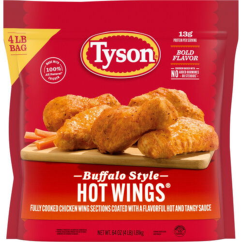 Tyson Buffalo Style Frozen Hot Wings Bone-In