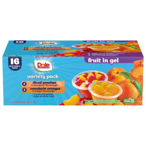 Dole Variety Pack in Gel Diced Peaches/Mandarin Oranges Fruit Bowl