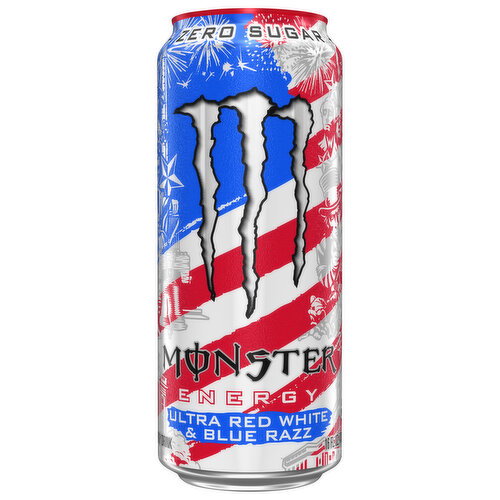 Monster Zero Sugar Ultra Red White & Blue Razz Energy Drink