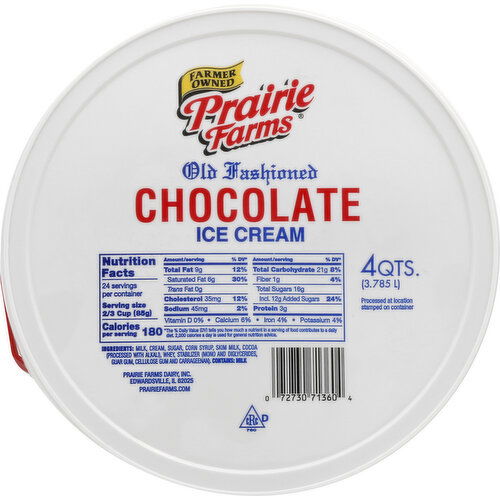 Prairie Farms Ice Cream, Chocolate, Old Fashioned