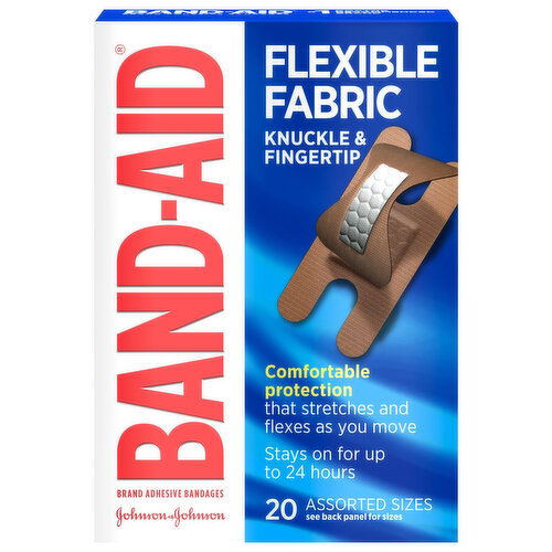 Band-Aid Bandages, Flexible Fabric, Knuckle & Fingertip, Assorted Sizes