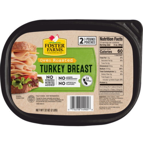 Foster Farms Oven Roasted Turkey Breast Deli Meat Image 1 of 7