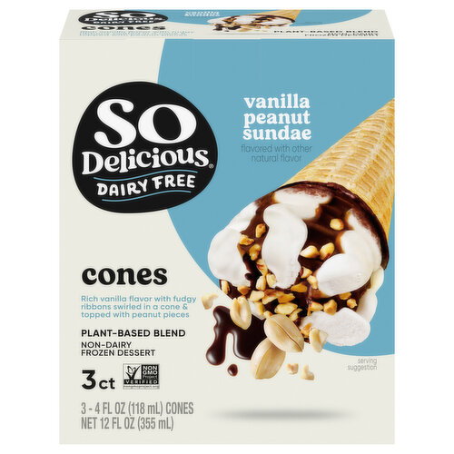 So Delicious Dairy Free Vegan Vanilla Peanut Frozen Dessert Sundae Cones