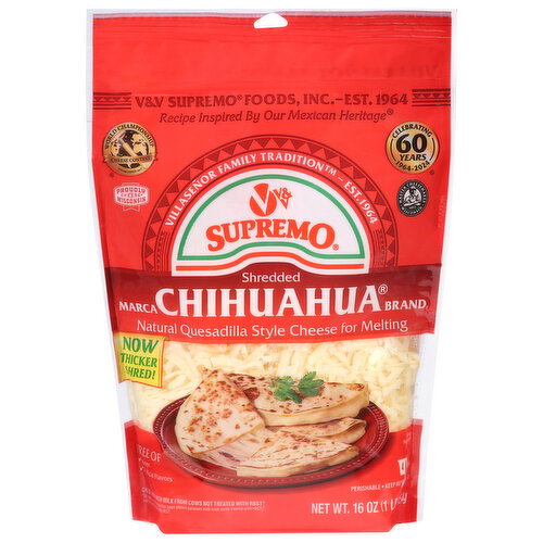 Supremo Mexican Style Quesadilla Natural Shredded Cheese Image 1 of 6