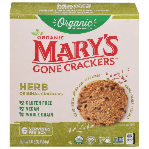 Mary's Gone Crackers Crackers, Organic, Original, Herb