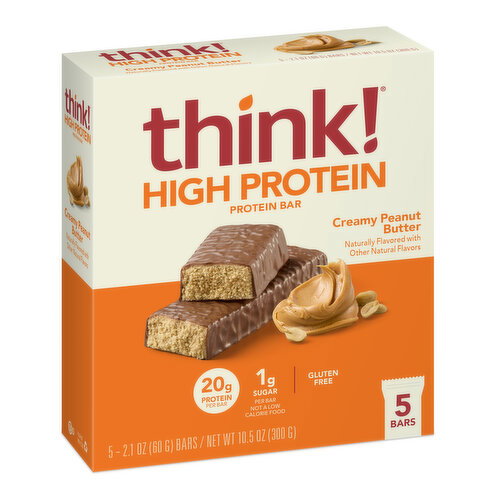 Think! Creamy Peanut Butter High Protein Bar, 5 Count