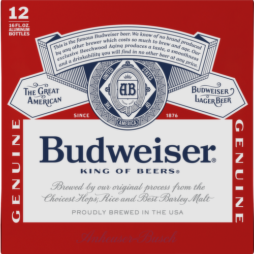 Budweiser Aluminum Bottle 12/16oz