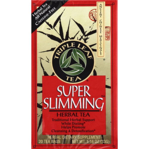 Triple Leaf Tea Herbal Tea, Super Slimming, Caffeine-Free, Bags