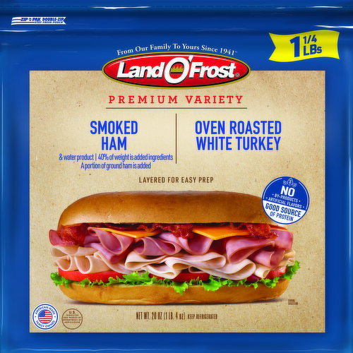 Land O'Frost Smoked Ham/Oven Roasted White Turkey, Premium Variety