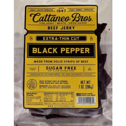 Cattaneo Brothers Peppered Beef Jerky 12/1oz