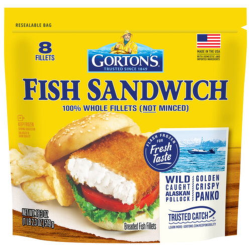 Gorton's Breaded Whole Sandwich Fish Fillets