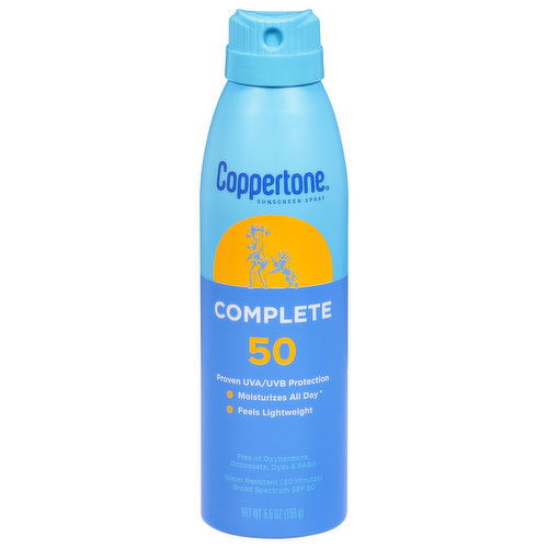 Coppertone Sunscreen Spray, Complete, Broad Spectrum SPF 50