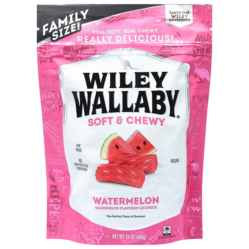 Wiley Wallaby Licorice, Watermelon, Family Size