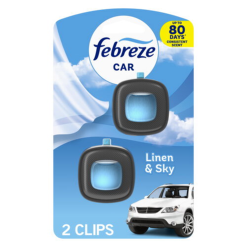Febreze Car Air Freshener Odor-Fighting Automotive Vent Clip Linen & Sky Image 1 of 6