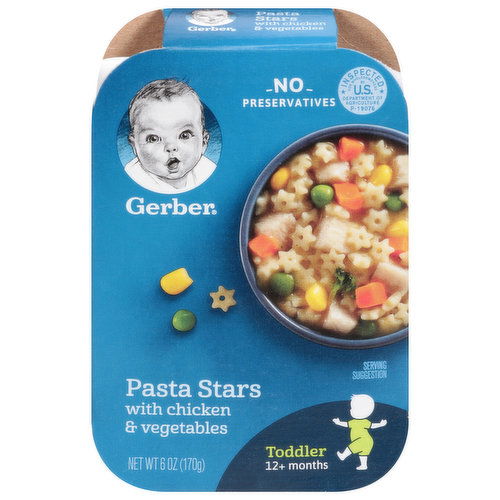 Gerber Pasta Stars, with Chicken & Vegetables, Toddler 12+ months