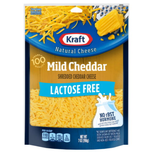 Kraft Natural Lactose Free Mild Cheddar Shredded Cheese Image 1 of 6