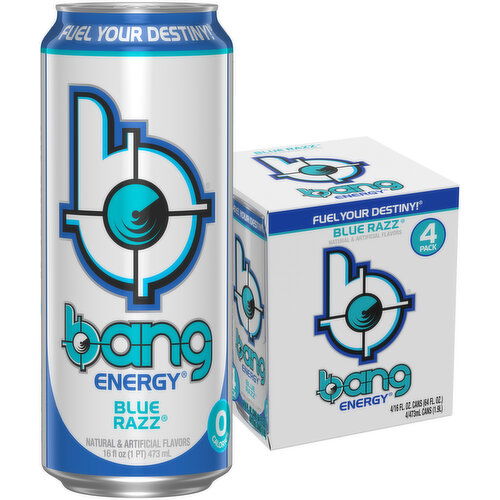 Bang Bang Energy Blue Razz 4 Pack / 16 Fl Oz