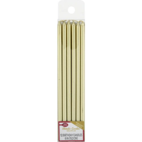 Betty Crocker Birthday Candles, Metallic, Gold Pillar, 6 Inches