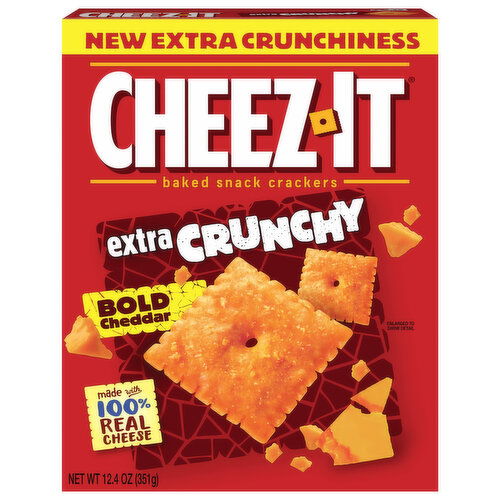 Cheez-It Baked Snack Crackers, Bold Cheddar, Extra Crunchy