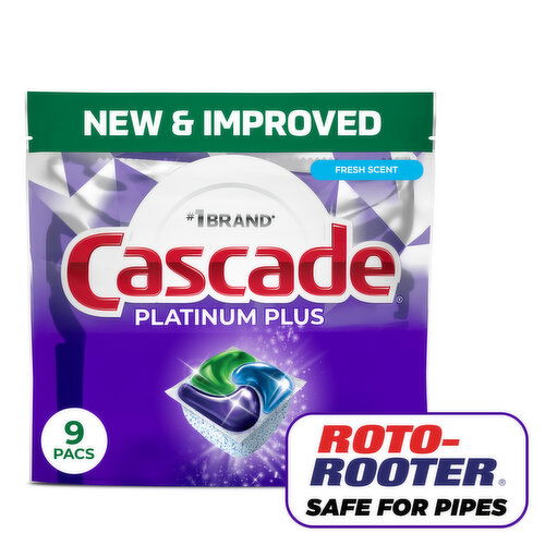 Cascade Platinum Plus Dishwasher Pods, Fresh
