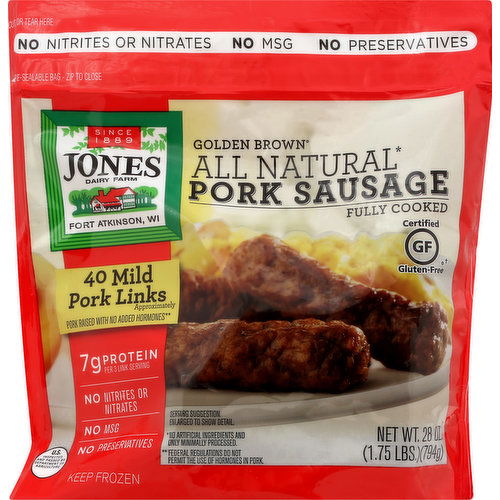 Jones Dairy Farm Sausage Links, Pork, Mild, Golden Brown