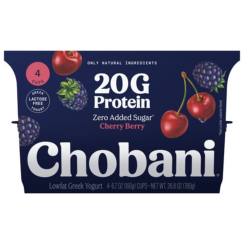 Chobani Lowfat Cherry Berry Greek Yogurt Image 1 of 6